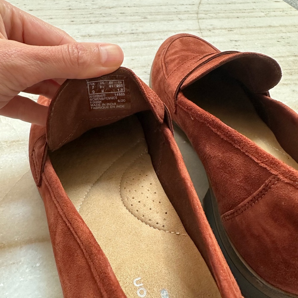 Brown Clarks Suede Loafers - Picture 3 of 5